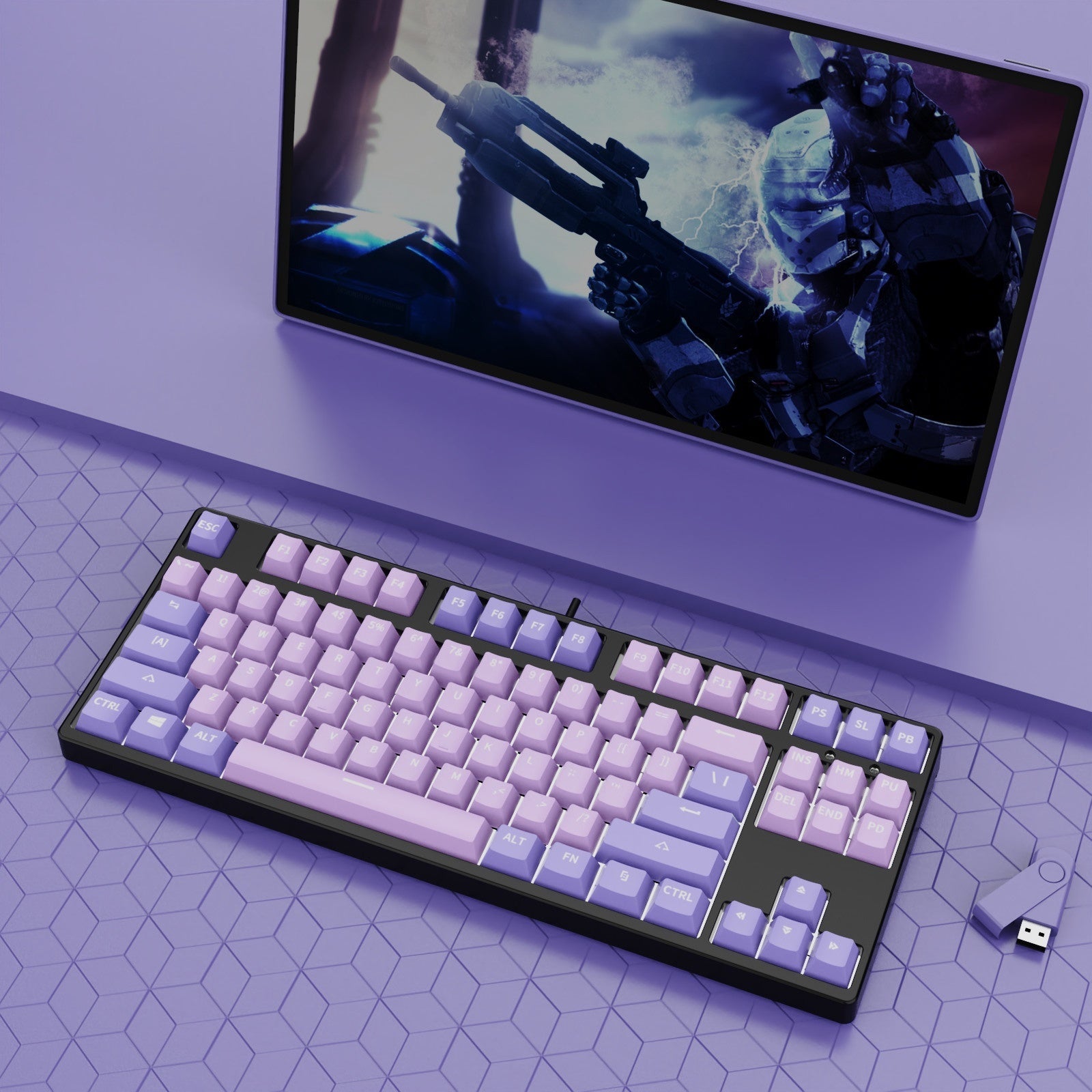 Unleash Your Gaming Potential with the 87 Key Wired Game Hot Plug Mechanical Keyboard