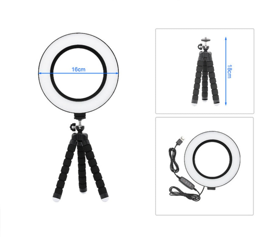 6 Inch LED Ring Light With Octopus Tripod