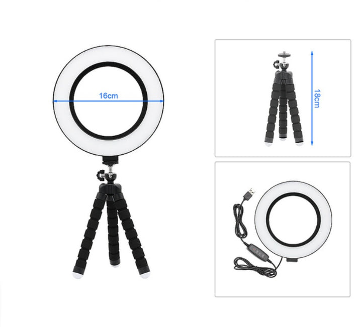 6 Inch LED Ring Light With Octopus Tripod