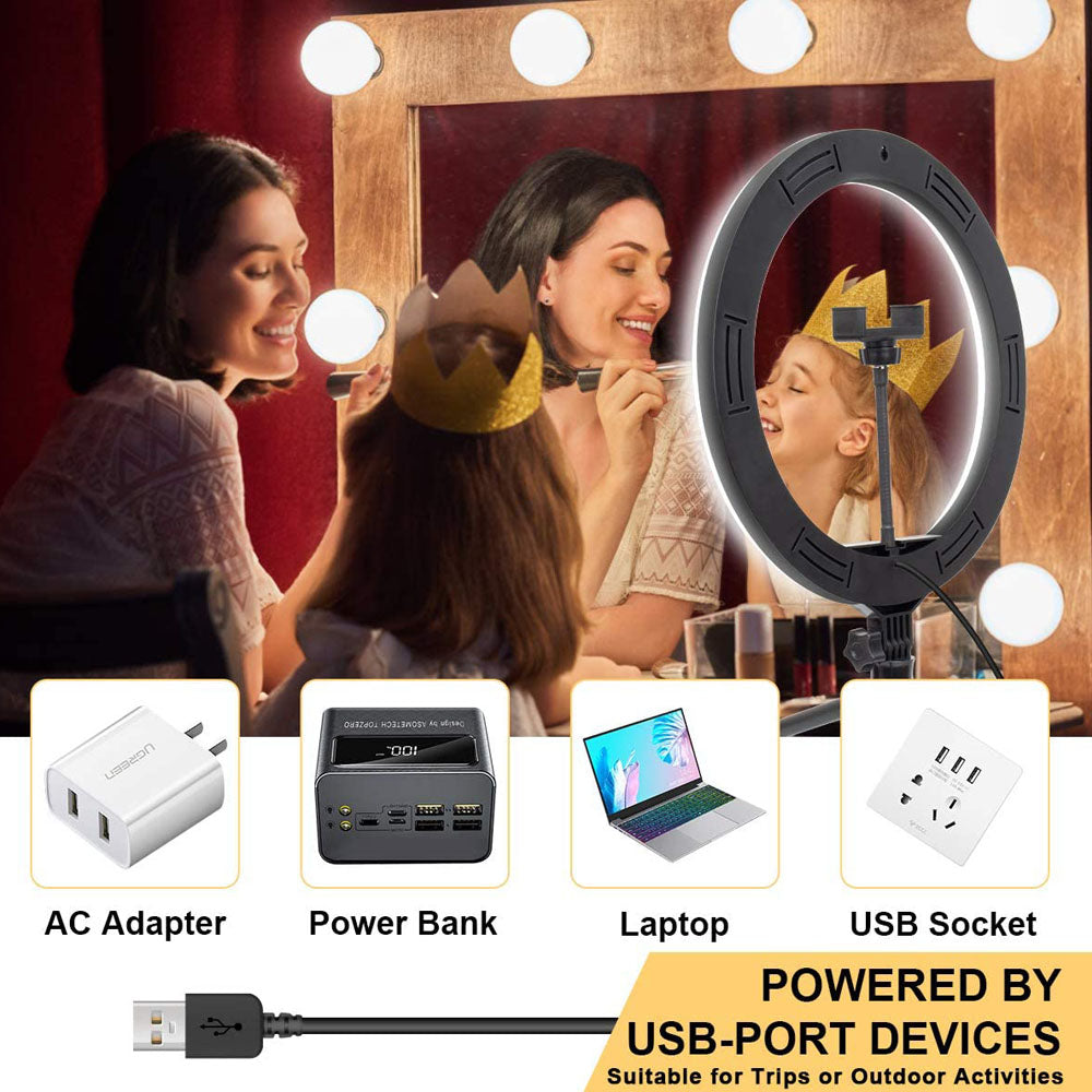 USB Dimmable LED Ring Light With Tripod Stand