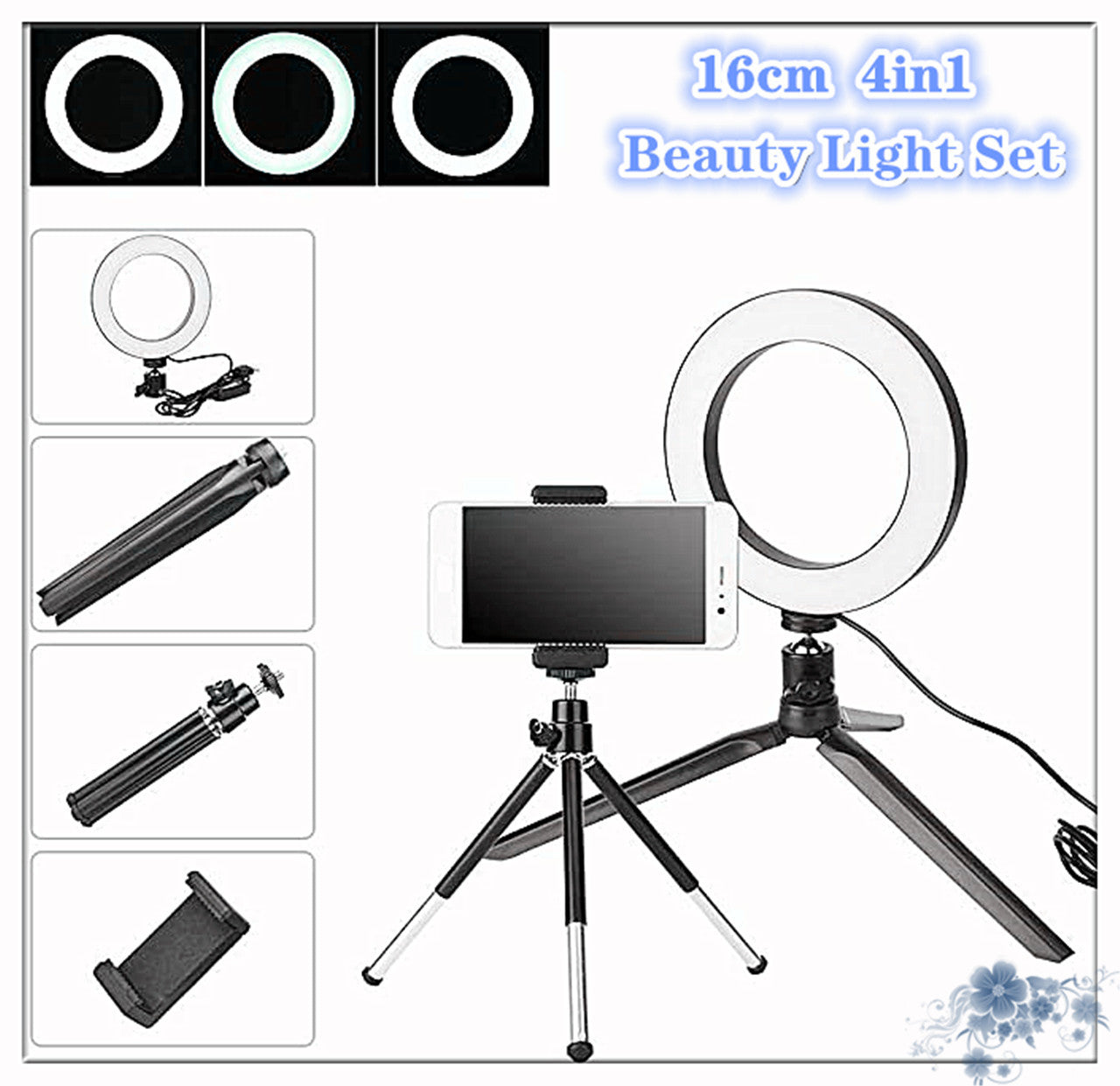 360° Rotatable Desktop Ring Light Tripod