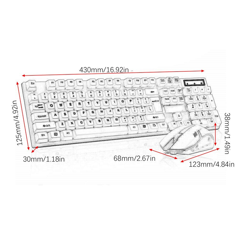 Boseton 8310 USB Wired Backlit Keyboard and Mouse Set