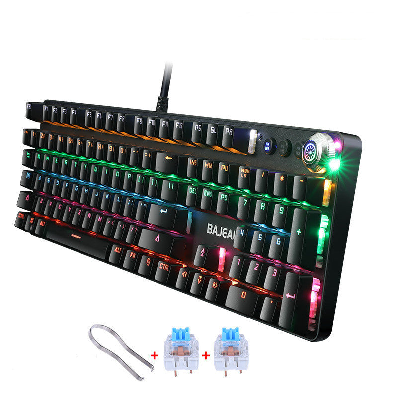 Metal Wired Mechanical Keyboard Green Axis Knob Backlit