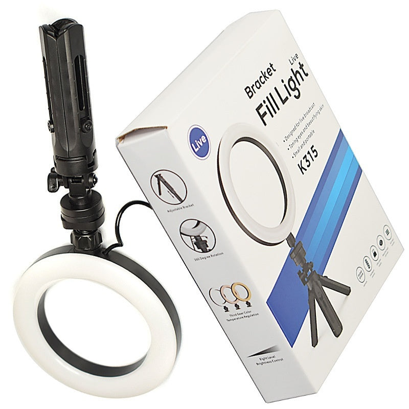 Mobile Live Streaming Selfie Tripod With Adjustable Fill Light