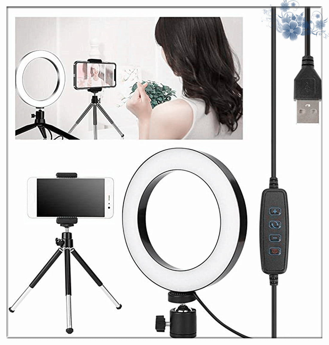 360° Rotatable Desktop Ring Light Tripod