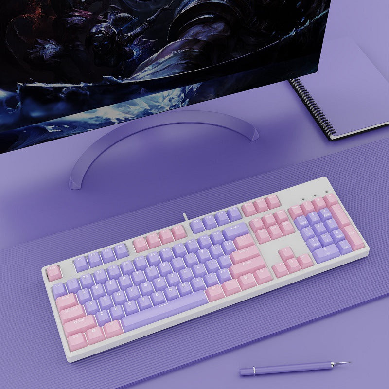 Two-Color Hot-Swap Mechanical Office Keyboard