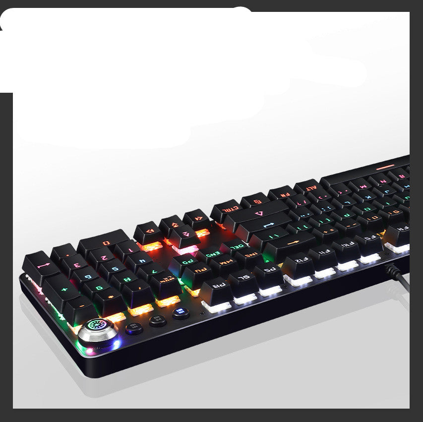 Metal Wired Mechanical Keyboard Green Axis Knob Backlit