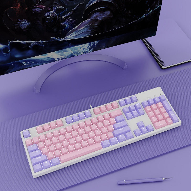 Two-Color Hot-Swap Mechanical Office Keyboard