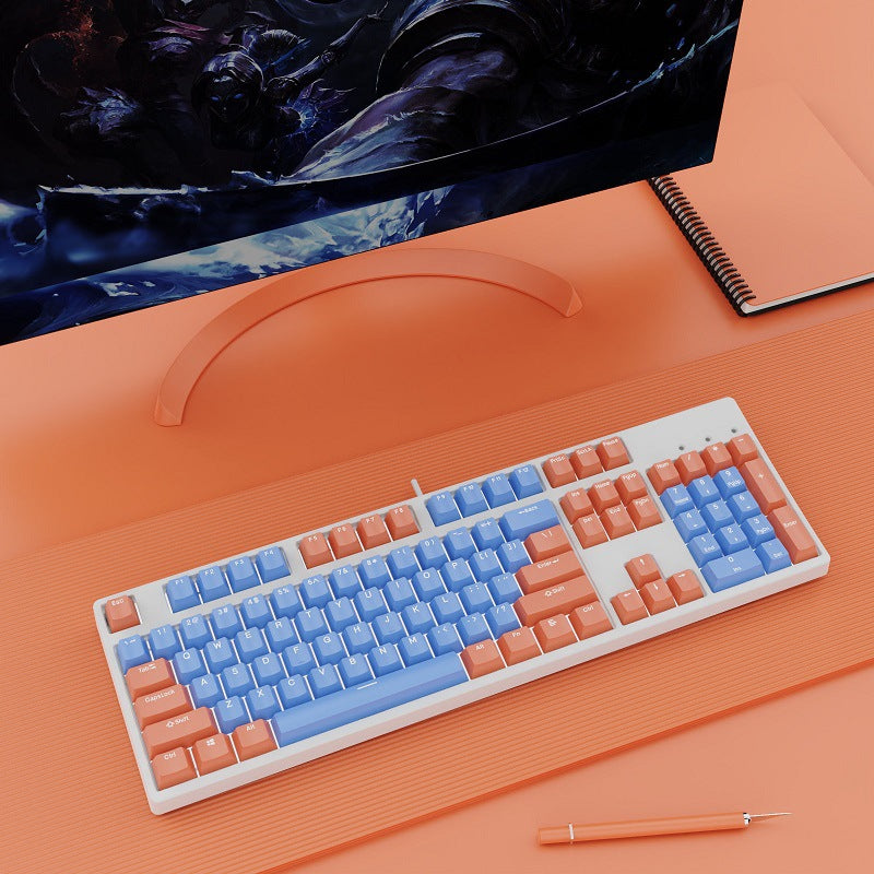 Two-Color Hot-Swap Mechanical Office Keyboard