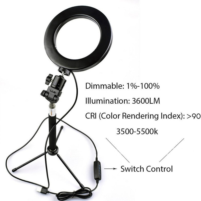 Adjustable LED Ring Fill Light Floor Tripod