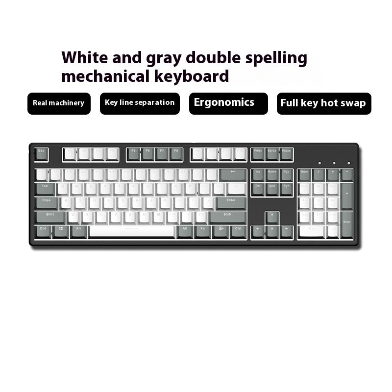 Two-Color Hot-Swap Mechanical Office Keyboard
