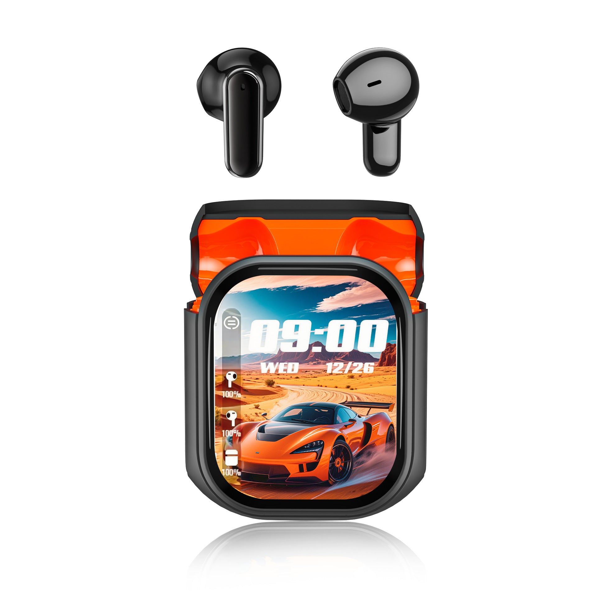 Smart Touchscreen True Wireless Four Mic Noise Canceling Bluetooth Earbuds