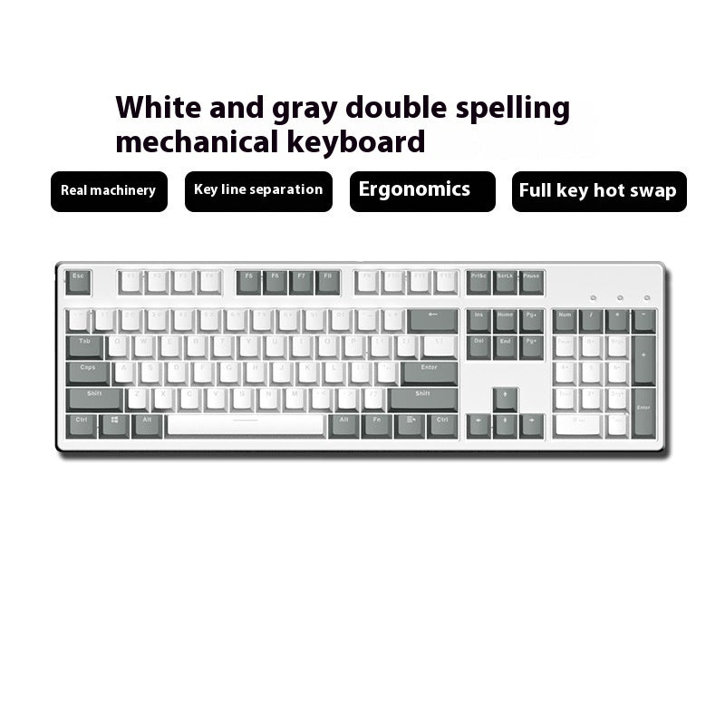 Two-Color Hot-Swap Mechanical Office Keyboard
