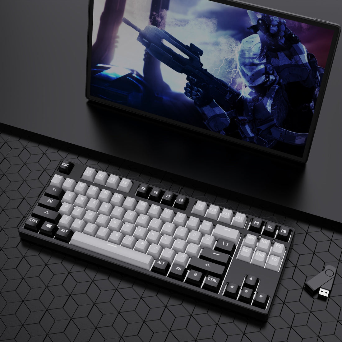 87 Key Wired Game Hot Plug Two Colors Mechanical Keyboard